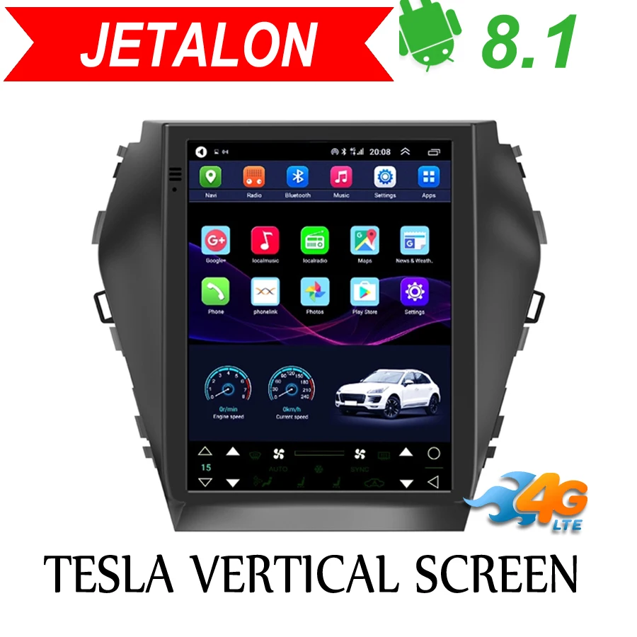 Jetalon Smart Car Navigation 4G Network for Hyundai IX45 Santa Fe 201 stereo Android Car GPS Vertical radio Reversing All-in-One