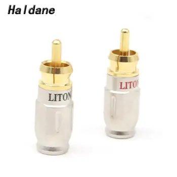 

Haldane 4pcs HiFi Audio LITON RCA Male Plug Golden Plated Solder type Adapter Speaker Audio Interconnect Cable Socket Connector