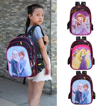 

Fashion Printed Princess schoolbag Girl Elementary Backpack Children comfortable wear-resistant cartoon lightening pink Mochila