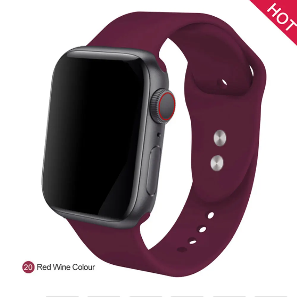 F10 Red wine F10 силиконовый ремешок для часов 44 мм/42 мм iwatch 38 мм 42 мм спортивный браслет резиновый ремешок для часов для apple watch 5 4 3 iwo 8 10 - Цвет: F10 Red wine