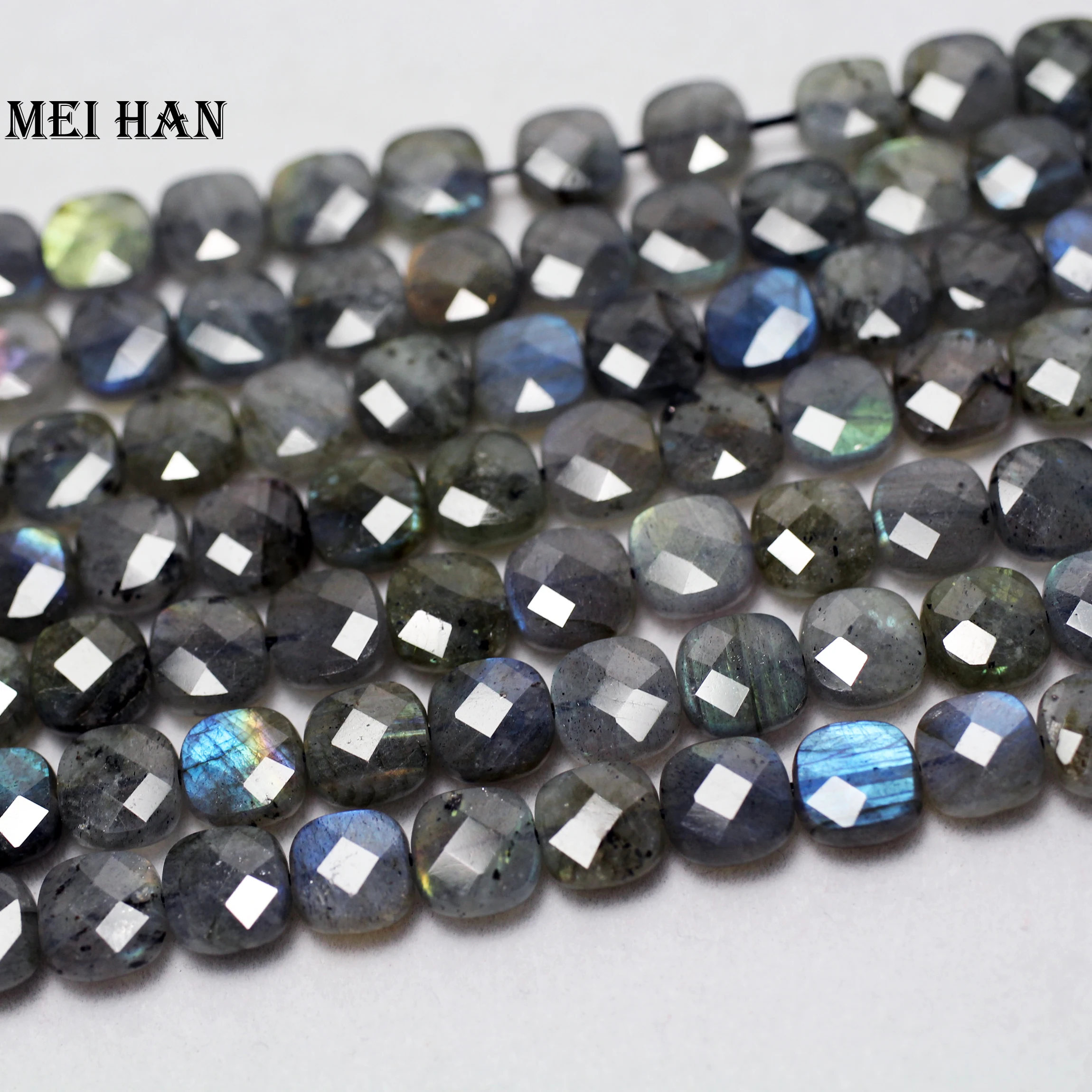 

Wholesale charm natural labradorite(approx 48beads/set) 8mm faceted square stone beads of jewerlry making