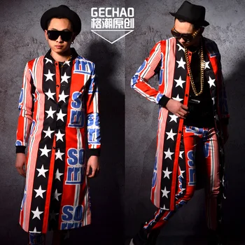 

2019 new personality tide male DJDS stage five-pointed star hip-hop stitching baseball uniform stage singer costume jacket