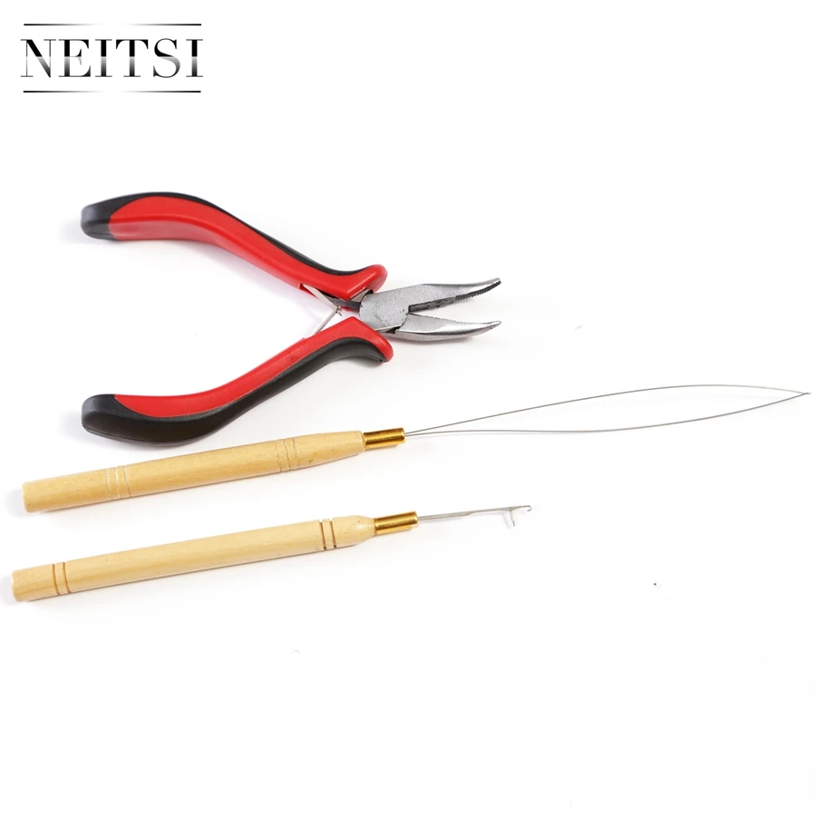 Neitsi 5 Shades Professional Micro Ring Pliers Tools For Keratin Hair Extension Hair Styling Pliers Blac /Red Color