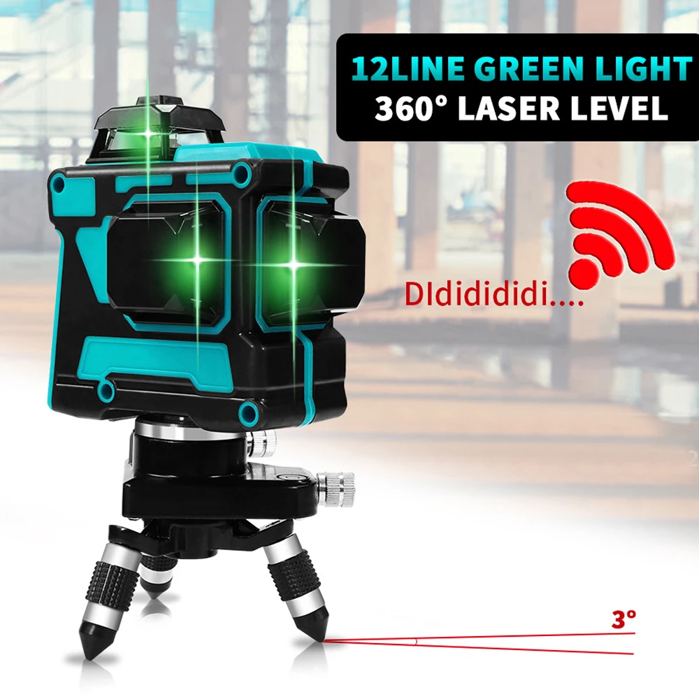 12 линий 3D зеленый лазерный уровень литиевая батарея самонивелирующийся горизонтальный и вертикальный Крест линии можно использовать приемник