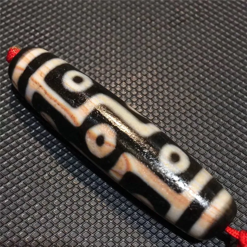 

190722-3 Old and Cinnabar Dzi bead High Oily 9 Eyes King Beads Big Wisdom Totem Amulets Talisman Treasure Collectible free ship