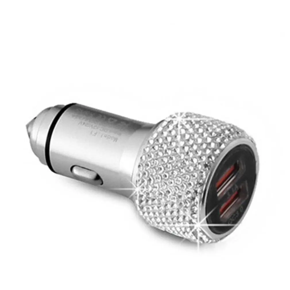 

Dual USB Port Chargers Fast Charging Car Chargers Safety Hammer Chargers Diamond Style Car Chargers