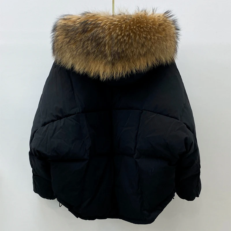 Huge Natural Raccoon Fox Fur Hooded 2020 Winter