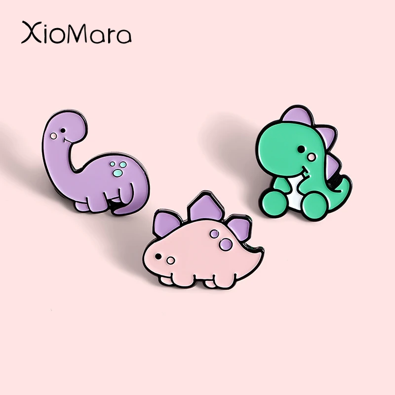 Мультфильм Динозавр эмаль булавки прекрасный розовый Стегозавр Diplodocus животное