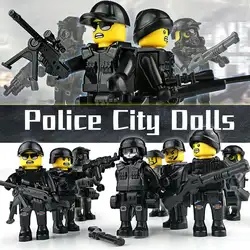 Город полицейских куклы строительные блоки игрушечные пистолеты пакет город полиция солдат серии армейские аксессуары кирпичные игрушки