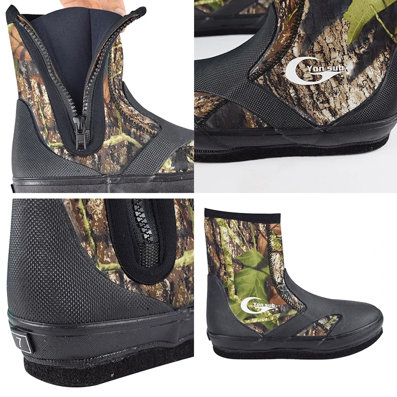 Camouflage Fishing Shoes 5MM Neoprene Anti-slip Fishing Boots Quick Drying Waterproof Upstream Shoes Outdoor Hiking Diving