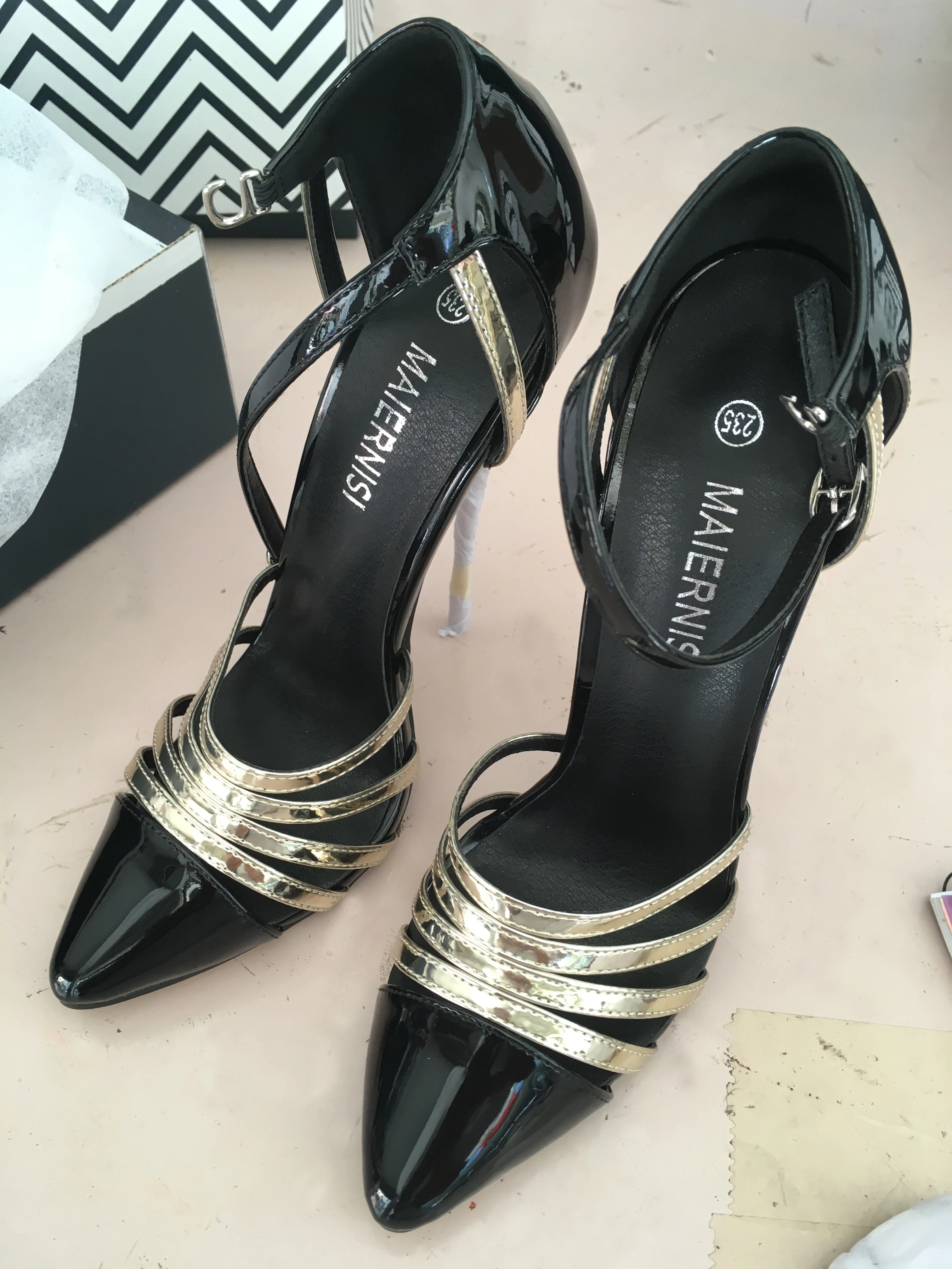 US $28.24 16cm Women Sandals Size48 Mixed Colors Show Model Party Stiletto Heel Ankle Strap 2020 Sandals Summer Shoes Women High Heels