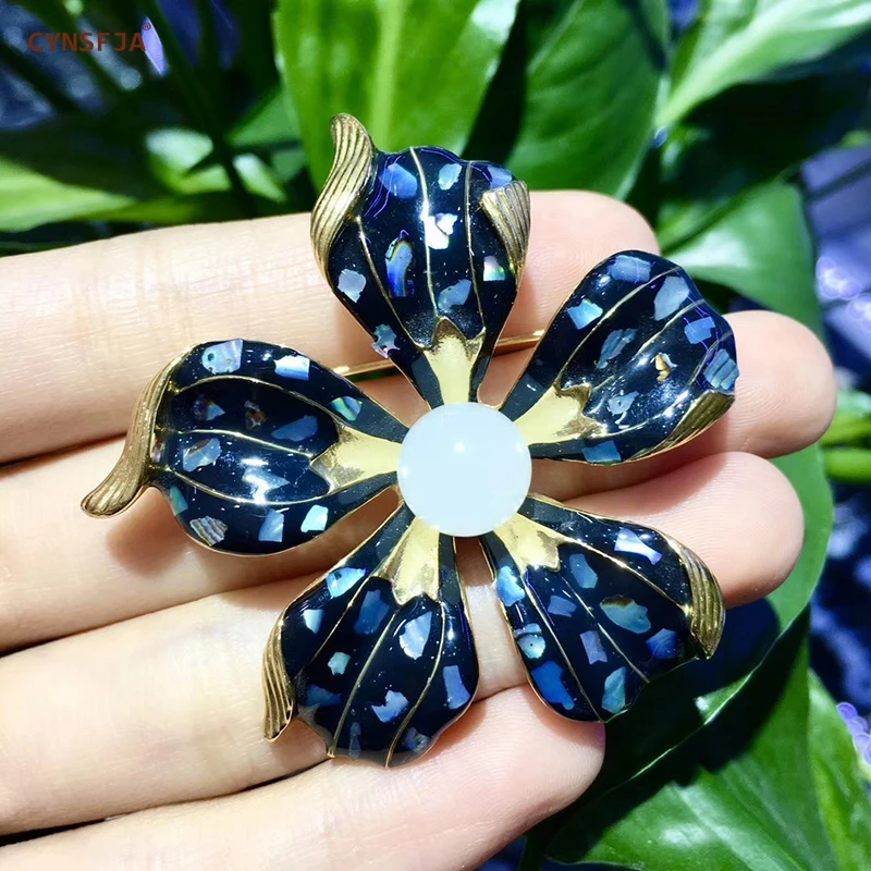 

CYNSFJA Real Certified Natural Hetian Jade Jasper Nephrite Lucky Jade Brooches Pin Handmade Fine Jewelry High Quality Best Gifts