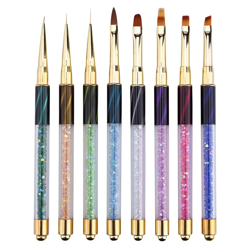 

Nail Art Stripe Lines Liner Painting Cat Eye Brush Acrylic UV GEL Extension Builder Drawing Rhinestone Handle Pen