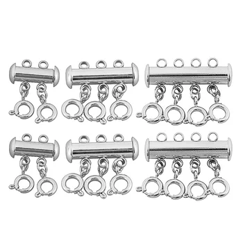 

6pcs Chain Connection Buckle Spring Buckle Simple DIY Clasps Fashion Connecting Clip for Bracelet Jewelry Necklace (6mm 2 Hole 3