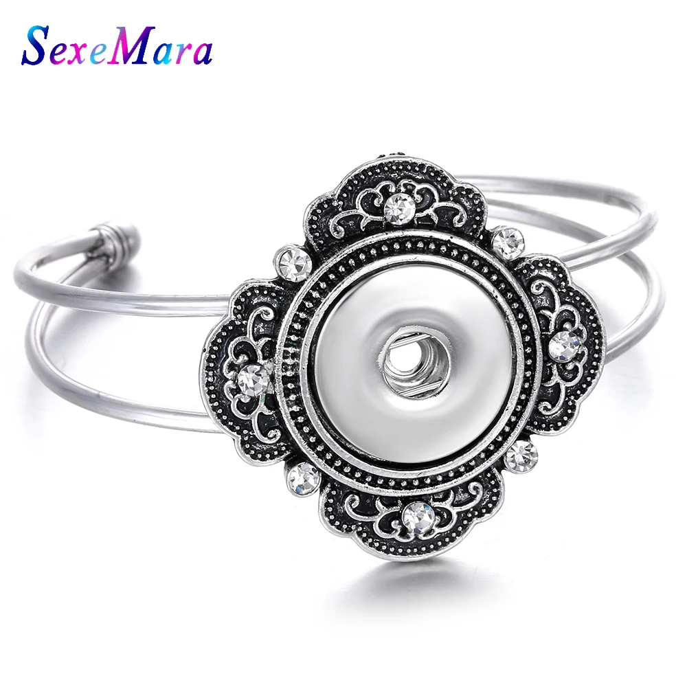Новые украшения с кнопкой из металла серебряная Кнопка браслет подходит 18 мм кнопки ювелирные изделия талисманы браслеты для женщин открытые манжеты браслеты - Окраска металла: 4