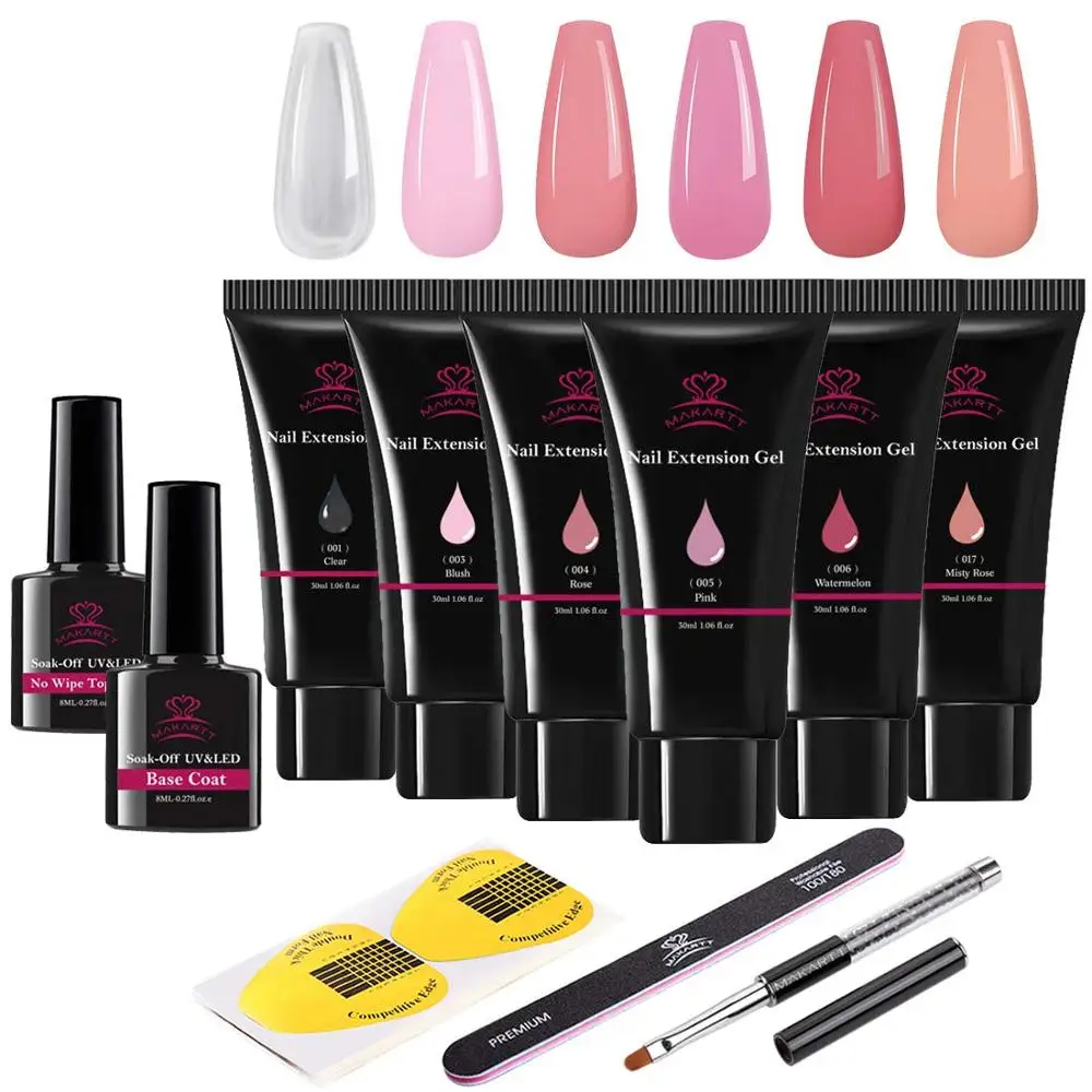 Polygel kit P-60 Полигелевый гель для наращивания ногтей Makartt, полигель, 50 мл, акриловый лак для наращивания ногтей, кристально-Желейный лак, строительный гель, УФ Гибридный гель-наконечник - Цвет: Polygel kit P-60