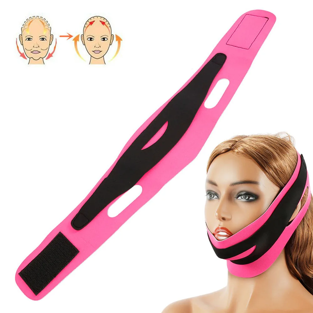 pink V маска для лица Подтяжка лица для похудения инструменты тонкий лица Тонкий Массажер Маска против морщин ремешок V линия лица Пояс лифтинг Visage - Цвет: pink