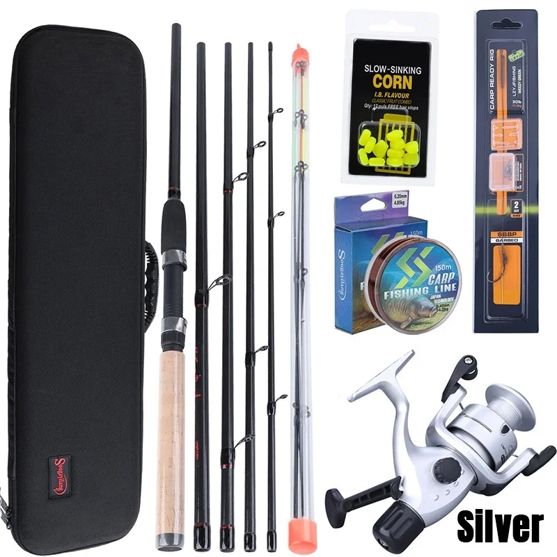 Silver reel Sougayilang 3,0 м рыболовный комбо для ловли карпа L m H питательная удочка и катушка для ловли карпа с леской для ловли карпа крючок аксессуары сумка для переноски - Цвет: Silver reel