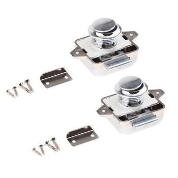 

2x Cabinet Lock Cabinet Lock With Push Button Pushbutton For RV / Motorhome Silver