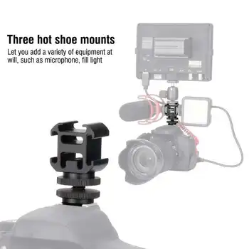 

Ulanzi Mini Metal Camera Triple Hot Shoe Mount Adapter for Video Fill Light Monitor Microphone three hot shoe mounts