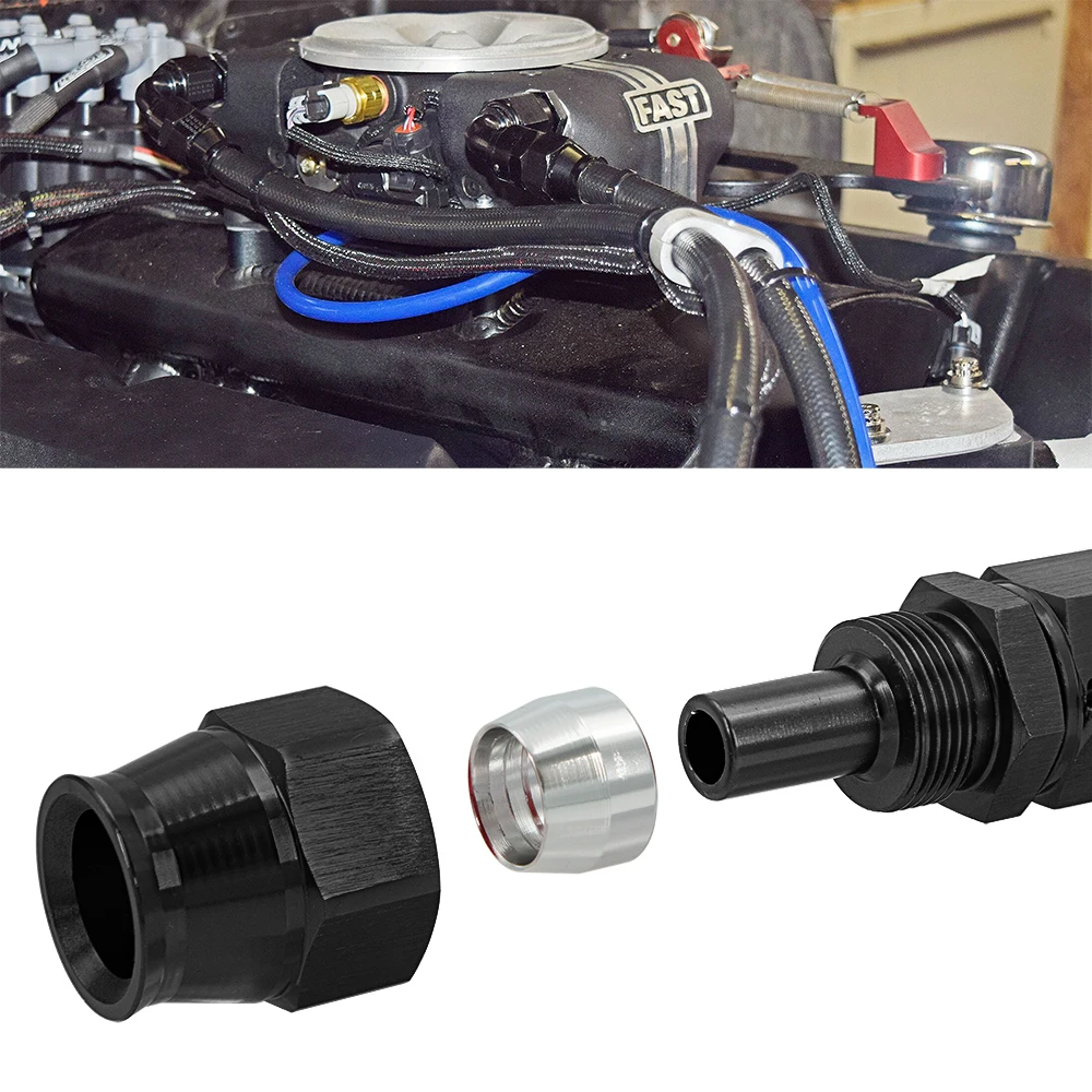 PTEF AN6 AN8 straight 0 45 90 120 180 Degree Reusable Swivel PTFE Hose End Fitting oil line fitting adapter reducer expander fitting