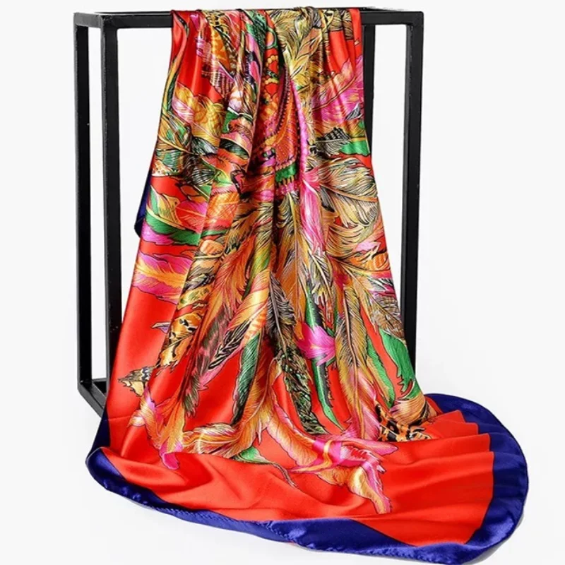Шелковые шарфы Foulard 90*90 см квадратная голова хиджаб шарф Женский шифон шаль Бандана обертывание глушитель парео - Цвет: 07