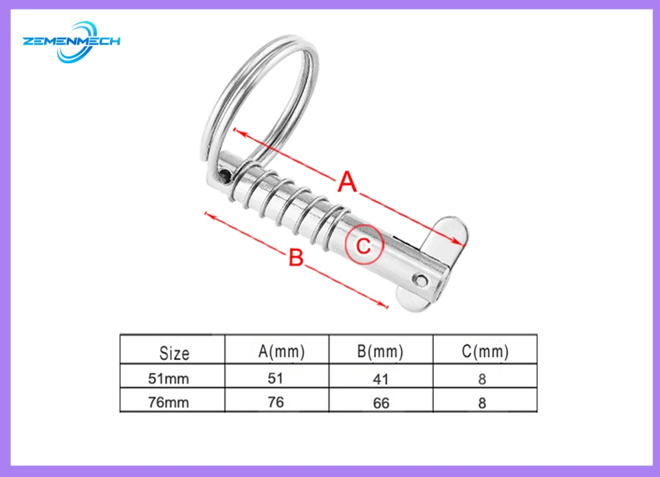 Description Picture 6 of item316 Stainless Steel Quick Release Pin for Boat Bimini Top Deck Hinge 8mm Boat Accessories Marine Hardware Shipbuilding Yacht