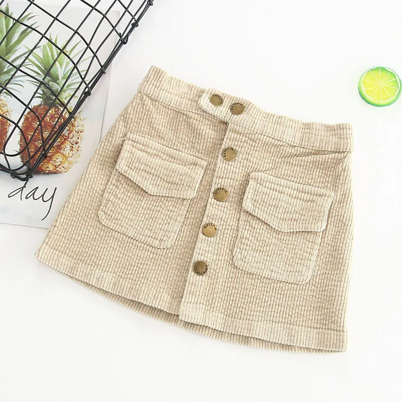 Kids Baby Girl Spring Clothing Cute Corduroy skirt Clothes Girls - Цвет: Бежевый