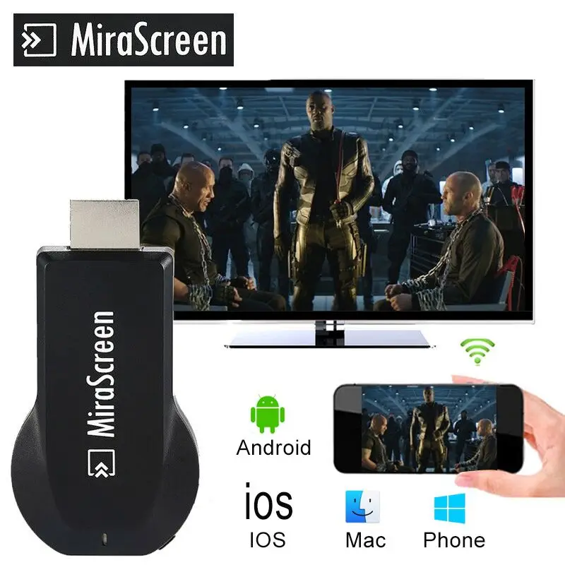 Wireless HDMI Dongle Streaming Cast für iPhone/iPad/Android/iOS/Windows/Mac Laptop PC zu TV/Monitor/Projektor 4K HD 1080P WiFi Display unterstützt Miracast, DLNA, Airplay 