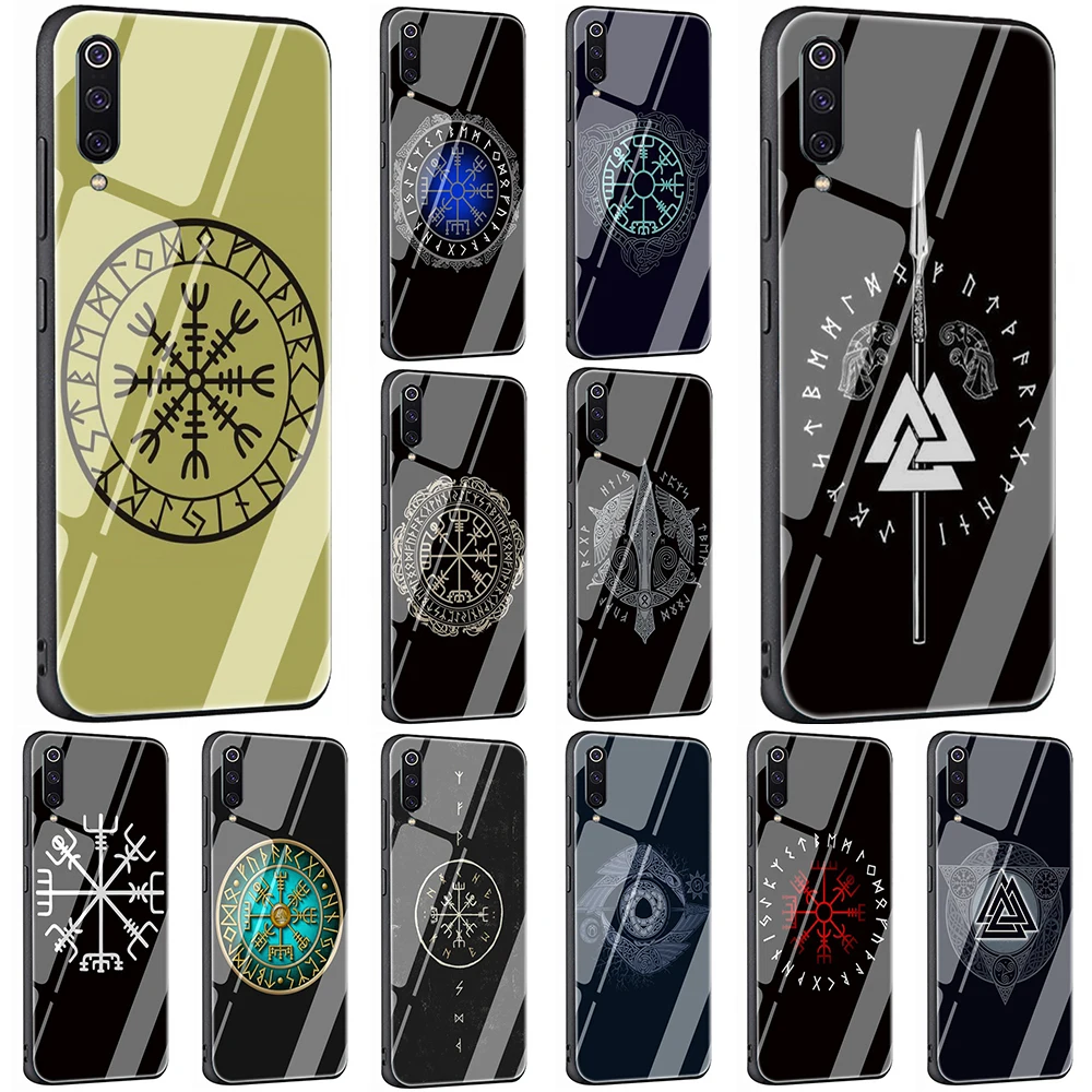 

EWAU Viking Vegvisir Odin Nordic Tempered Glass Phone Cover Case For Xiaomi Mi A1 A2 8 9 Redmi 4X 6A Note 5 6 7 Pro Pocophone F1