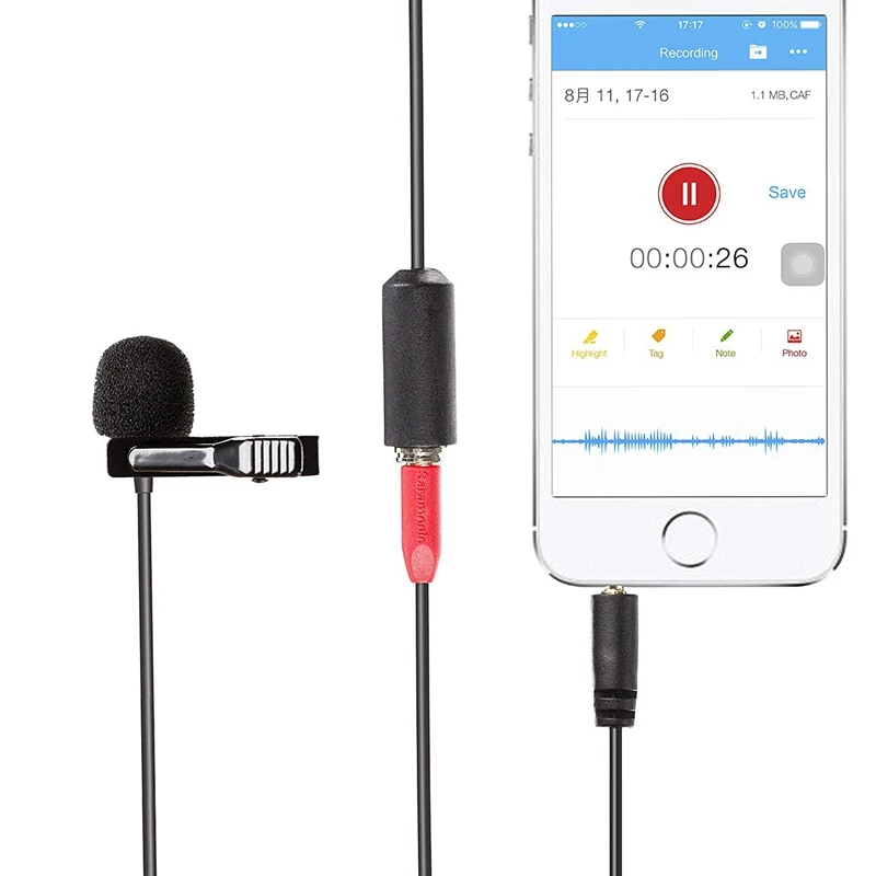 Saramonic Sr-Lmx1+ петличный клип-на микрофон для смартфонов с 4 м Удлинительный кабель профессиональный видео микрофон
