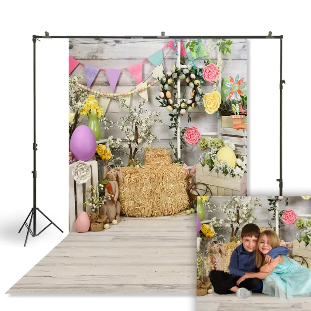 HUAYI Easter Spring Background for Pictures Easter Day Party Decoration Photo Backdrops Children Portrait Shooting Booth Studio Props 10x6ft XT-5339