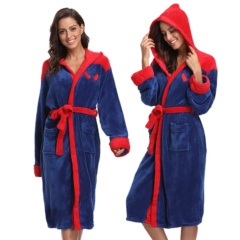 

Winter Unisex Flannel Kimono Bath Gown Sleepwear Robe Coral Velvet Warm Soft Nightdress Halloween Comic Party Cosplay Costume