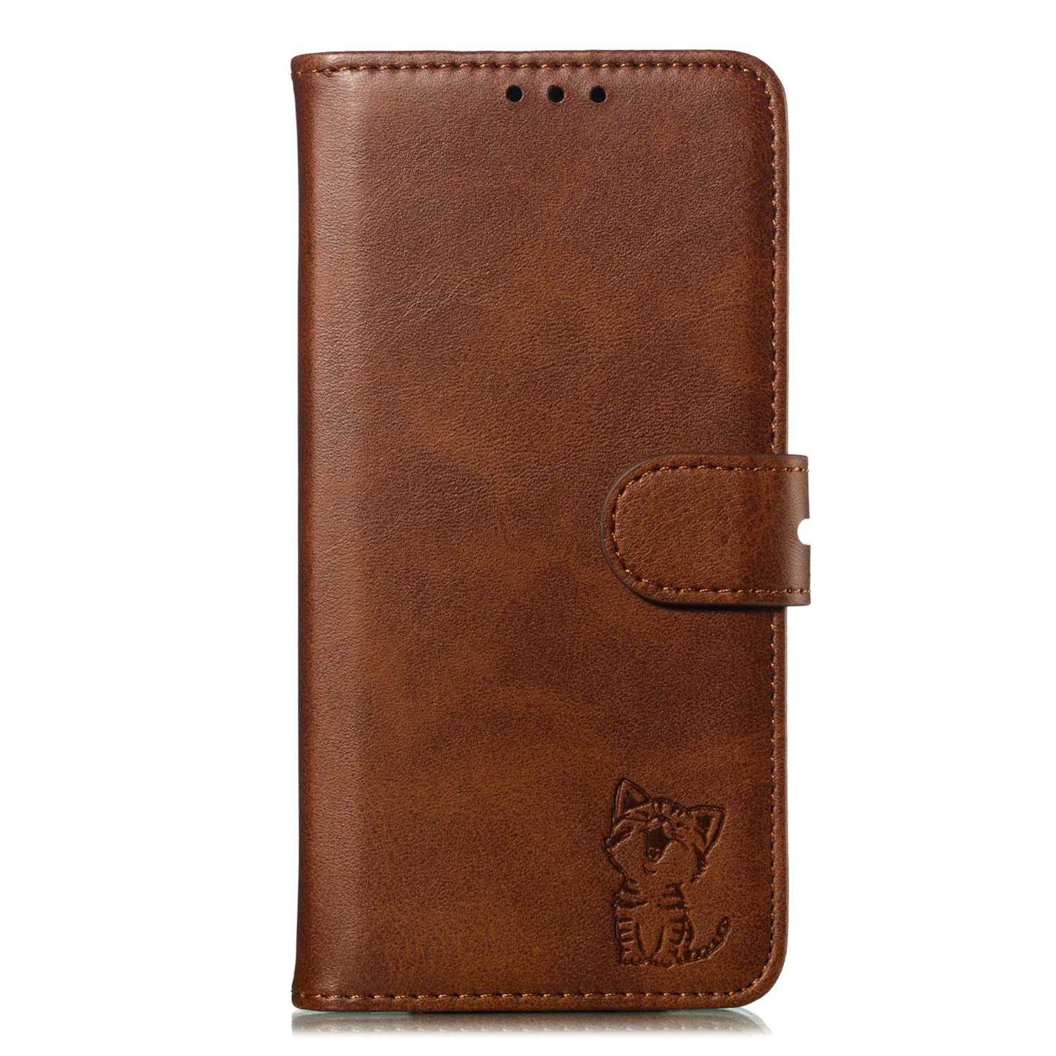 Brown Милый кожаный чехол для телефона с кошкой, простой кошелек для sony Xperia 1, 5, 10 Plus, L2, L3, XA, XA1, XA2, XZ3, XZ4, компактный слот для карт, Kitty Box, D15F - Цвет: Brown