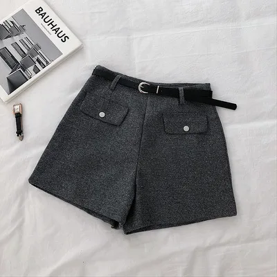 Photo Color New Fashion Short Women Solid Color Casual High waist Korea Styles Female Vintage Wide leg shorts cc1833 - Цвет: Photo Color