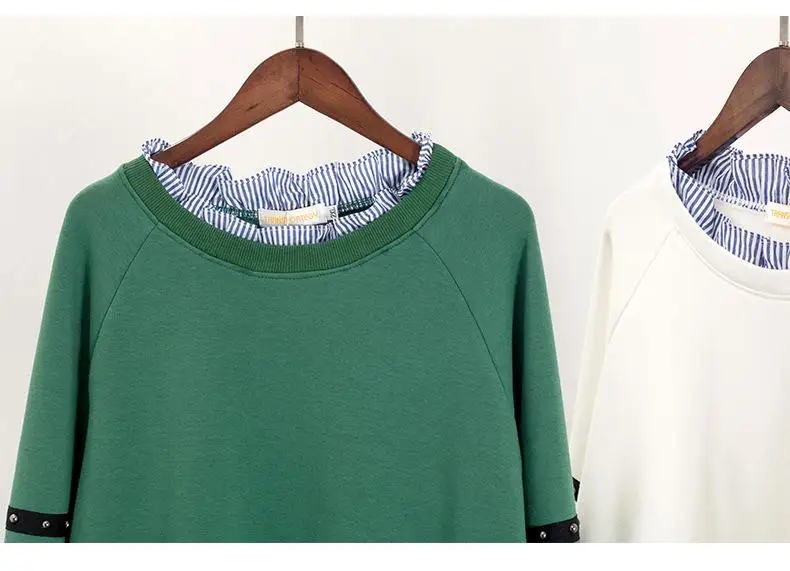 5XL 6XL Plus Size Autumn Women Sweatshirt Winter Casual Long Sleeve Striped Patchwork Pullover Large Size Loose Sweatshirts Tops