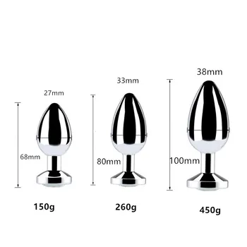 Real 403 Stainless steel huge heavy small medium large size set jewerly Crystal Metal anal beads butt plug insert ass sex toy 5