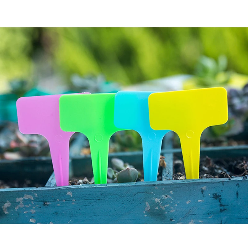 50pcs T-Plastic Stick In Plant Labels Marker Tag Garden Pot Seed Tray Greenhouse