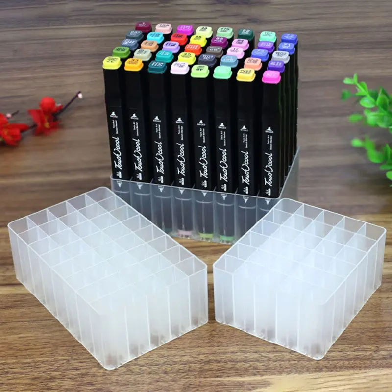 4pcs/pack 30/40 Slots PP Marker Pen Storage Holder Brush Pencil Rack DIY Scrapbooking Storage Box School Stationery Supplier 6pcs pack weekend flowers deco stickers scrapbooking styling journal toy deco album diy stationery stickers