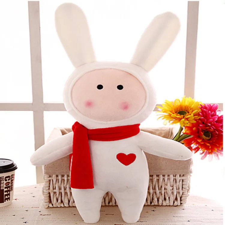 

Cute Romantic Scarf White Rabbit Shining Recording Plush Toys Creative Rabbit Birthday Gift
