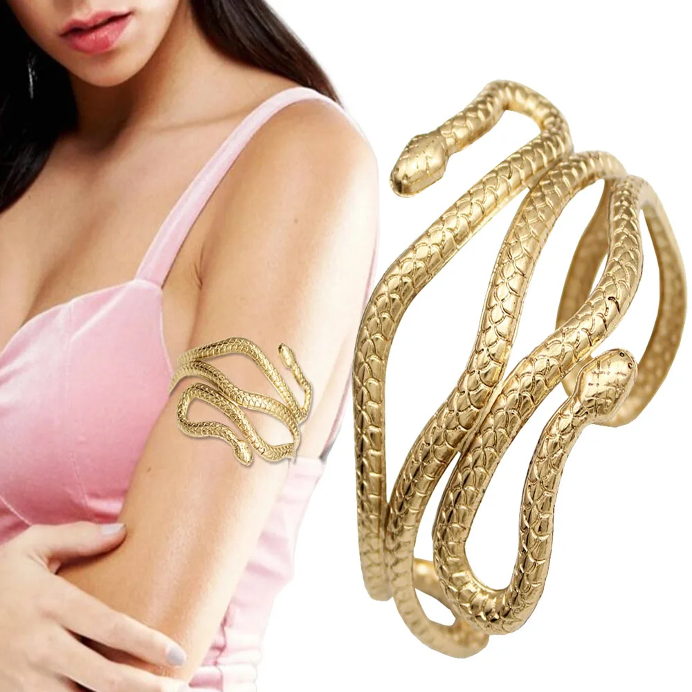 

Retro Gold Silver Greek Roman Laurel Leaf Snake Bracelet Armband Upper Arm Cuff Armlet Festival Bridal Belly Dance Jewelry