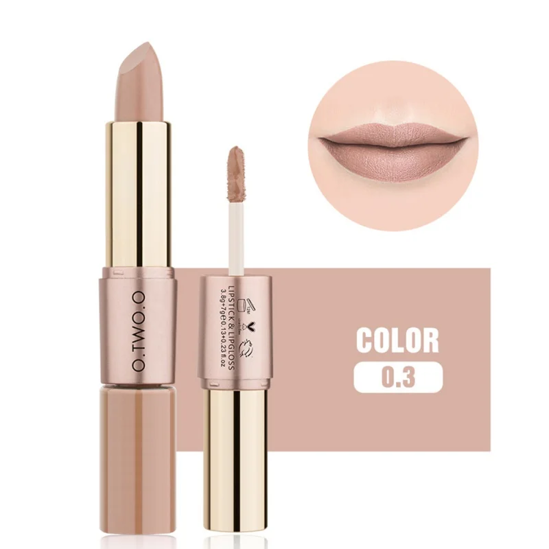2 in 1 Velvet Matte Lipstick& Lipgloss Makeup Cosmetics Set Long-lasting Waterproof Lip Gloss Rouge Kit 12Colors.w - Цвет: 3