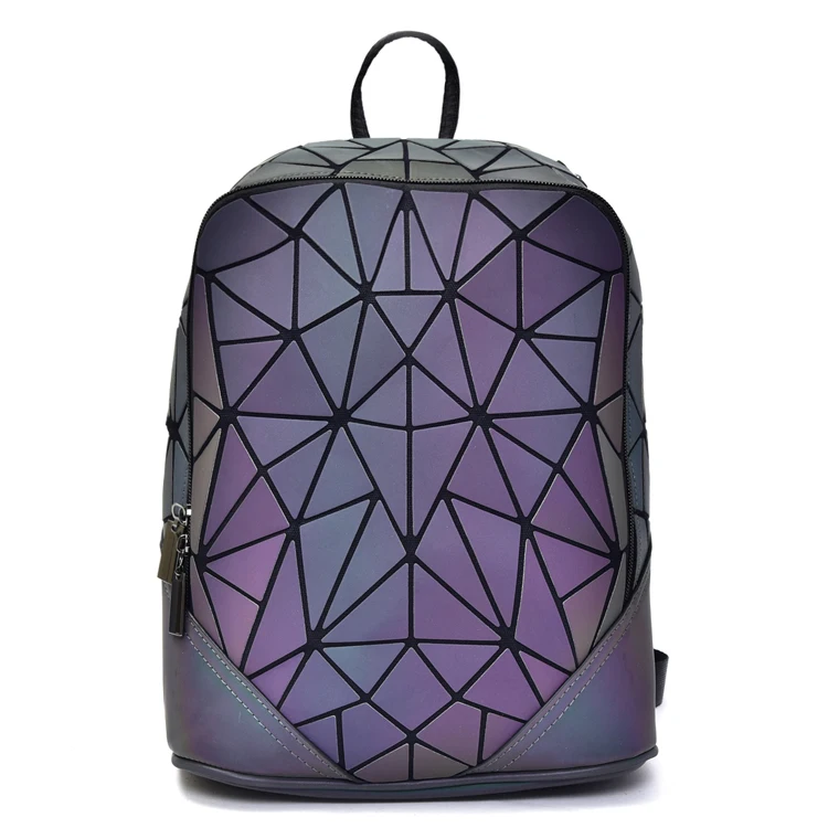 

Women Luminous Backpack Geometry Backpacks Fashion Girl Daily Schoolbag Hologram Female Folding Bags Travel School Bags