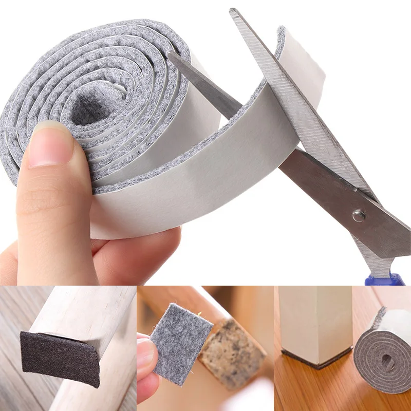 3 Rolls 100cm Self-Stick Heavy Duty Felt Strips Self Adhesive Felt Tapes  Polyester Felt Strip Rolls for Protecting Furniture and DIY Adhesive Black