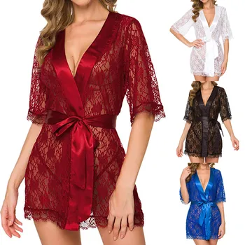 

Women Sexy Lingerie Sleepwear Underwear Lace Coat Briefs Nightwear Sleep Wear Women Sexy Nightwear