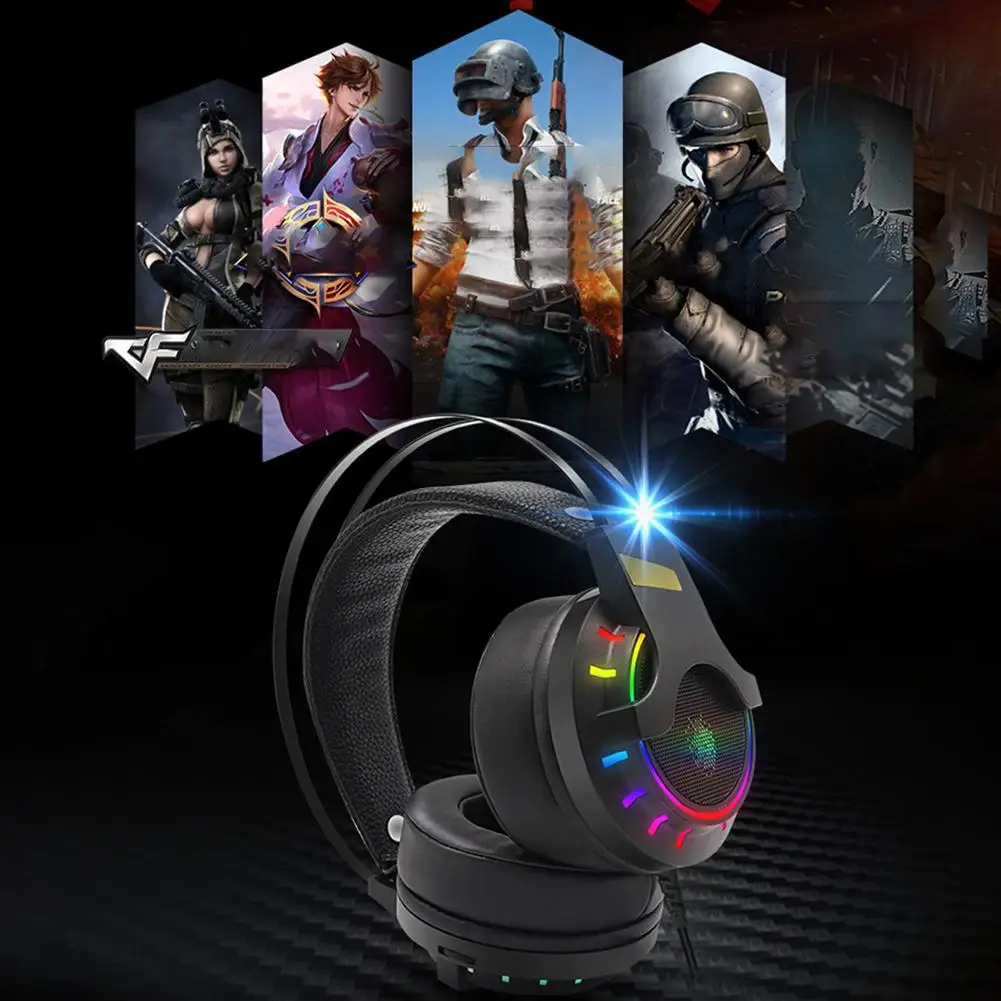 Игровая гарнитура 7 1 с объемным звуком проводные Игровые наушники RGB подсветкой и