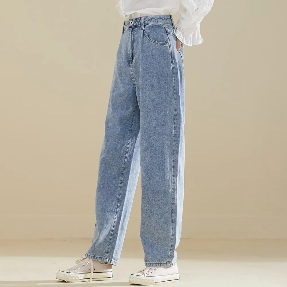 Metersbonwe Loose Jeans For Women Wide-leg Jeans Spring New Chic Denim Pants High Quality Streetwear Casual Loose Jeans - Цвет: Blue