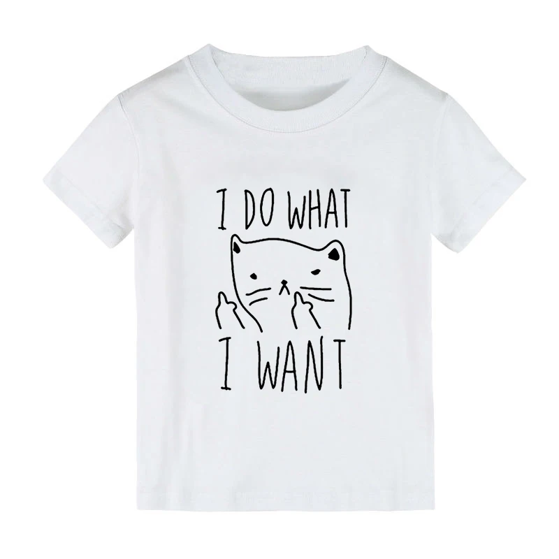Детская футболка с принтом «i do what i want» футболка для мальчиков и девочек детская одежда для малышей забавные уличные футболки, CZ-154 - Цвет: Белый