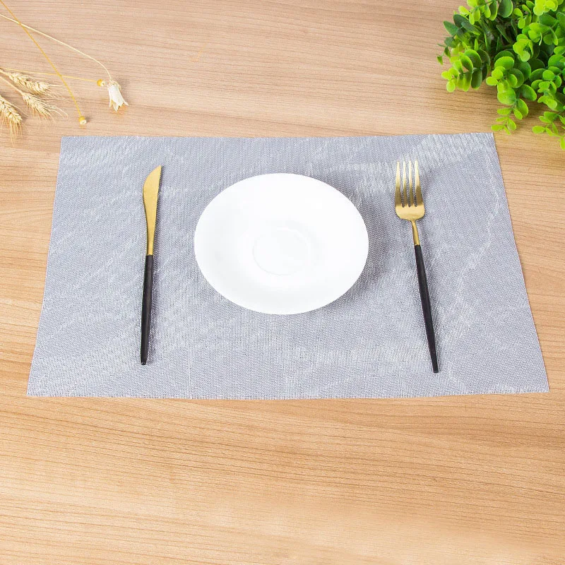 Light Gray Тканый коврик для стола, нескользящий, жаростойкий, для кухни, столовой, скатерть, моющаяся, украшение для дома, ПВХ, настольные салфетки, 30x45 см - Цвет: Light Gray