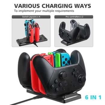 

Protable Controller Charger Dock For Nintendo Switch Support 4 Joy-con&2 Pro Controller Stand Charger Station For Nintend Switch